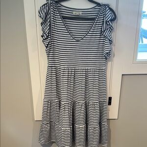 Max Studio Navy and White Striped Dress